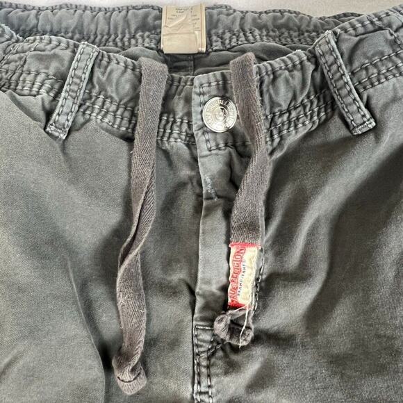 True Religion Pants Mens 38 Gray Cargo Anthony Distressed Logo Drawstring - Picture 5 of 16